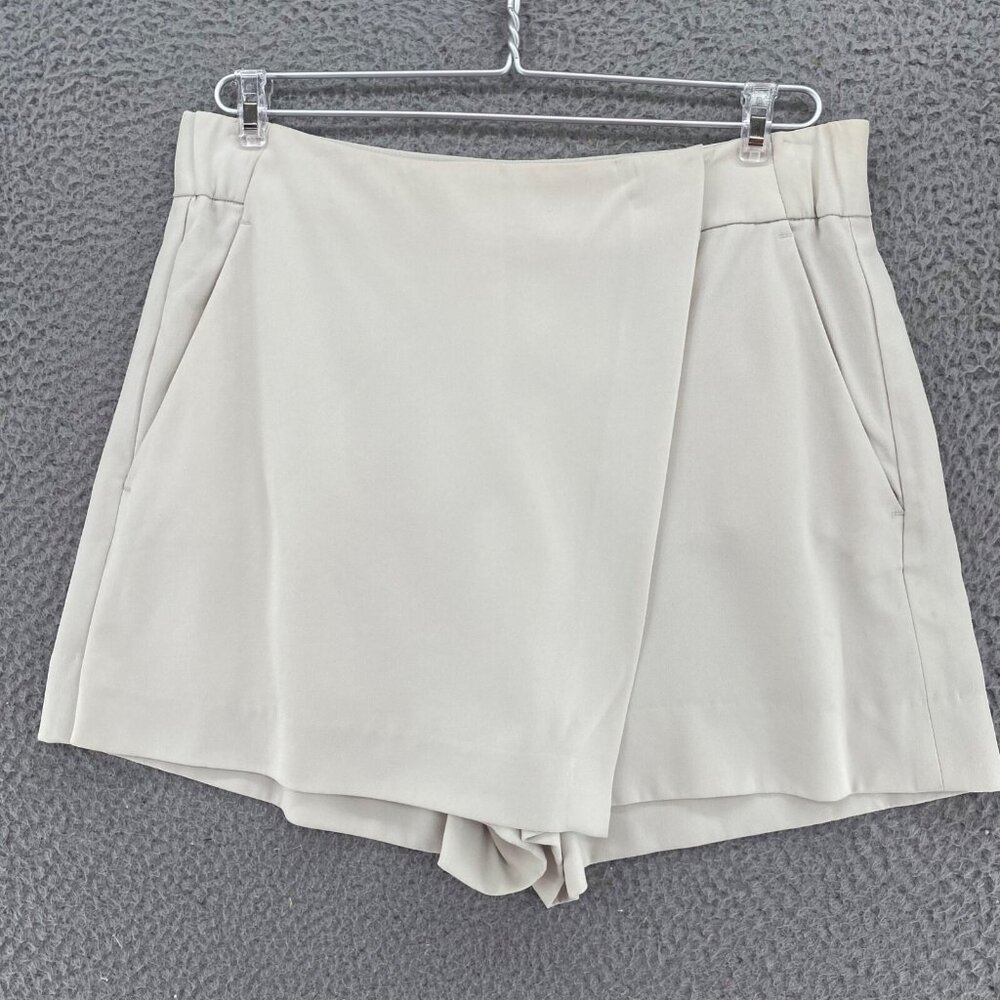 Aritizia Babaton Skort Womens 10 Ivory Asymmetric Wrap Front Mini Micro Pockets*